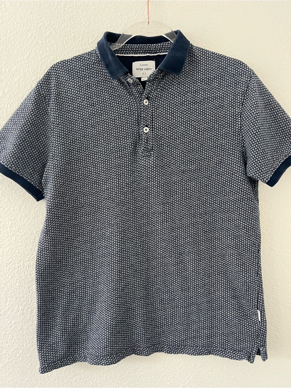 London Peter werth Navy Patterned Polo Shirt